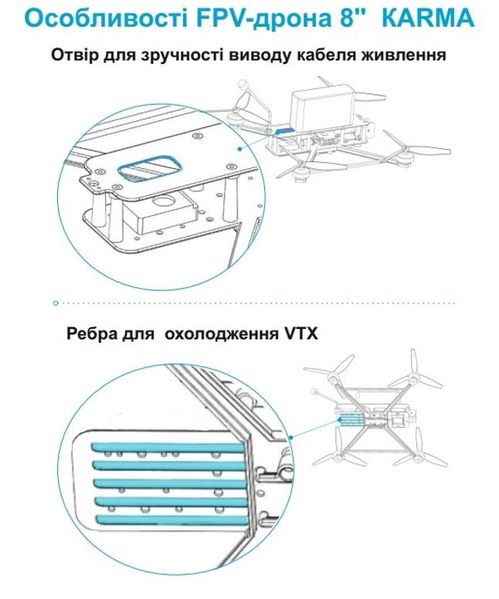 Алюмінієва рама "KARMA-8" для FPV-дрона 8 дюймів 0002 фото