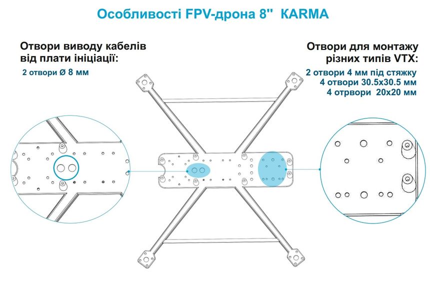 Алюмінієва рама "KARMA-8" для FPV-дрона 8 дюймів 0002 фото